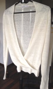 MONNARI kopertowy sweterek/bluzka, LEN, ecru, S/36