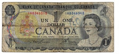 KANADA  1 dollar 1973 Seria IH  Obiegowy