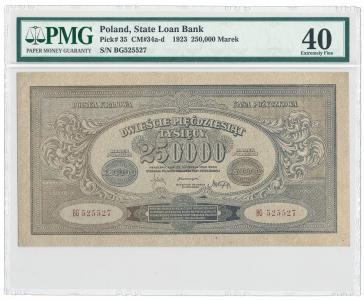 2036. 250.000 mkp 1923 - wąski numer - PMG 40