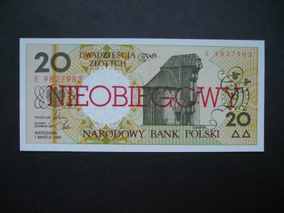 Polska - 20 złotych - 1990 - NIEOBIEGOWY - UNC