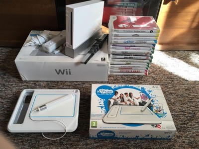 Nintendo Wii bdb + uDraw + 16 Gier