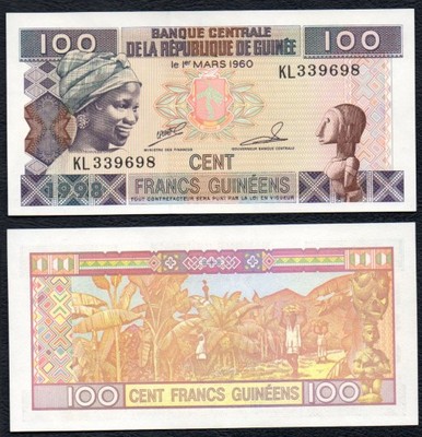 Gwinea 100 francs 1998 rok. BANKNOT.