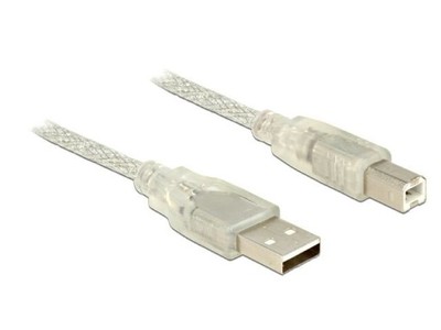 Kabel do drukarki USB 2.0 AM-BM Ferryt (przezroczy