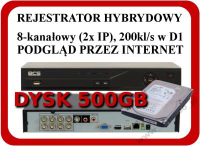 REJESTRATOR HYBRYDOWY BCS 0801QE-II +DYSK 500GB