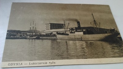 Łuszczarnia ryżu port Gdynia pocztówka stara orygi