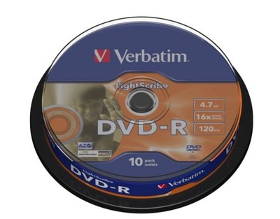 VERBATIM DVD-R 4,7GB LIGHTSCRIBE 10 SZT. CAKE GDA