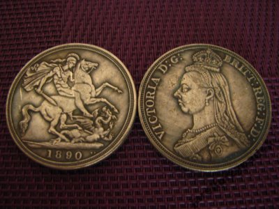 ANGLIA - 1 KORONA 1890 Królowa Victoria