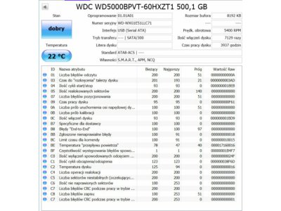 WD 500GB 5400 sprawny 100% przetestowany