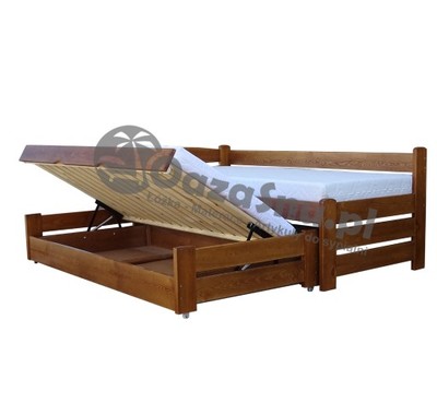 DUAL 90x200 łóżko z wysuwanym spaniem + pojemnik - 6702057539 - oficjalne  archiwum Allegro