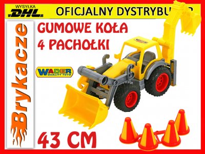 WADER GIGANT Koparka Ładowarka Traktor 4 Pachołki+