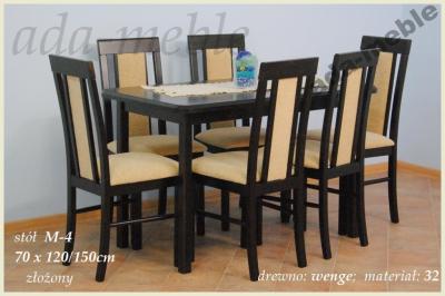 ada-meble ALINA stół 70x120/150 krzesła 6szt  NOWA