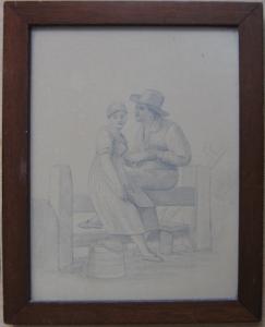 Para zakochanych - rys.ołówkiem XIX wiek