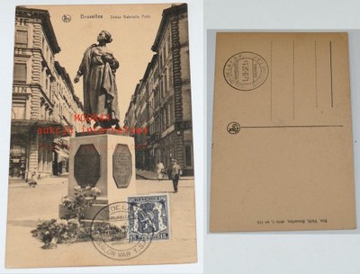 Stara pocztówka- Bruxelles, Statue Gabrielle Petit