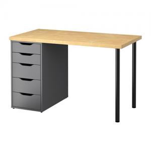 IKEA LINNMON ALEX Stół biurko brzoza szary 120x60 - 5721520199 - oficjalne  archiwum Allegro