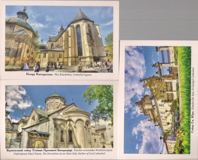 pocztówki LWÓW Katedry UKRAINA 3 szt