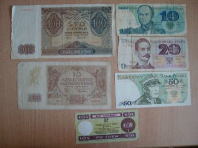 zestaw starych banknotów + Bon towarowy