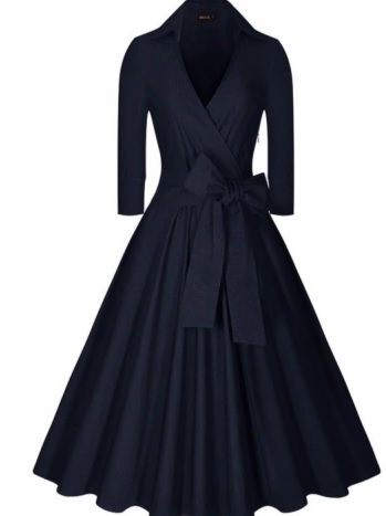 Elegancka trapezowa sukienka RETRO z kokardą - 7071141129 - oficjalne  archiwum Allegro