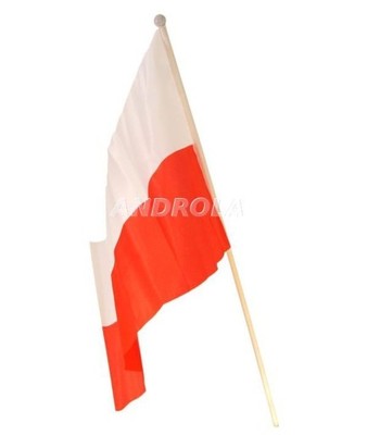 Flaga polski 30 x 45 cm na kijku 60cm