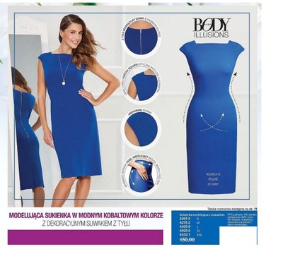 Avon sukienka modelująca z suwakiem kobaltowa - 6780488333 - oficjalne  archiwum Allegro