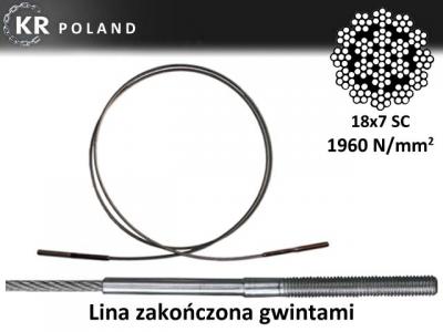 Lina zakończona gwintami, z gwintem - fi 6mm, M10