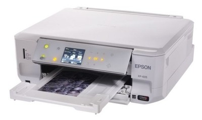 Biały Epson XP-605, karton, nowe tusze, gwarancja