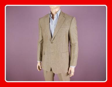 RACIN GREEN LONDON STRIPED BEIGE CAMEL LINEN SUIT