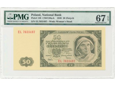 3955. 50 złotych 1948 - EL - PMG 67 EPQ