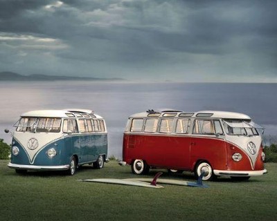 VW Camper Twin Kombis - plakat 50x40 cm