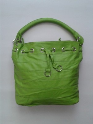 Zielona duża torba worek miesci A4 shopper wiosna