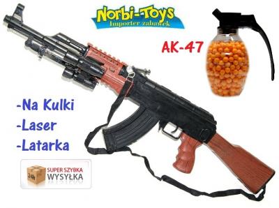 KARABIN PISTOLET AK-47 + KULKI  LASER LATARKA NT