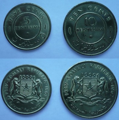 Somalia 5+10 Centesimi 1967