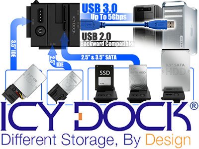 ICY DOCK Adapter USB3.0 2,5 / 3,5 SATA i IDE