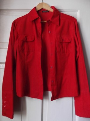 czerwona luźna sztruksowa koszula