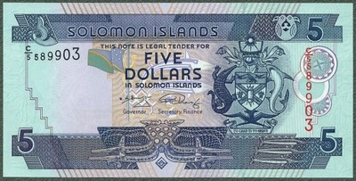 Wyspy Salomona - 5 dolarów ND/2015 nowy podpis C/8