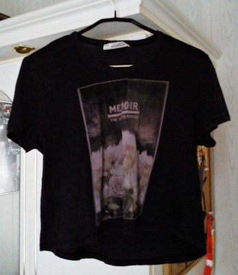 Czarna koszulka top z nadrukiem kwiaty grunge S - 6742005996 - oficjalne  archiwum Allegro