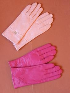 Rękawiczki skórzane różowe 2 pary