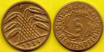 NIEMCY  5 Rentenpfennig  1924 r  G