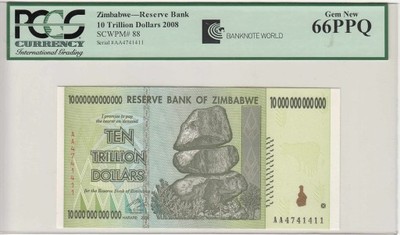 Zimbabwe - 10 trylionów dolarów - PCGS 66 PPQ