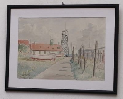 Port w Dragor (Dania), piękny malowany obraz