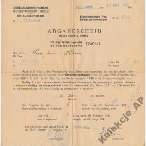 GG - Nakaz zapłaty daniny Przeworsk 1940 r. (1409)