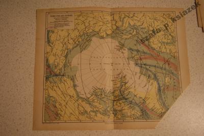 oryginalna mapa Biegun Północny 1877 rok piękna n