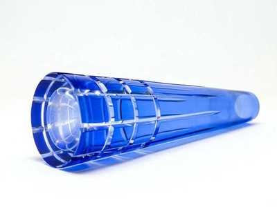 ART DECO - kobaltowy wazon ze szkła szlifowanego