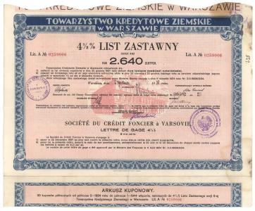 951. List Zastawny TKZ Warszawa - A - 2.640 zł