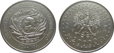 20000 zł - POWSTANIE KOŚCIUSZKOWSKIE - 1994 r. 