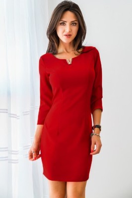 VUBU Sukienka czerwona z dekoltem V, rozm S - 6662108435 - oficjalne  archiwum Allegro