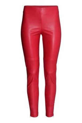Spodnie legginsy eko-skóra czerwone H&M.36 - 6585434705 - oficjalne  archiwum Allegro