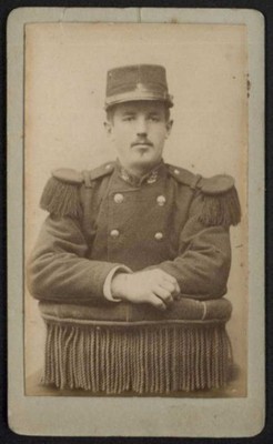 Francja - żołnierz, zdjęcie na kartoniku, XIX w.