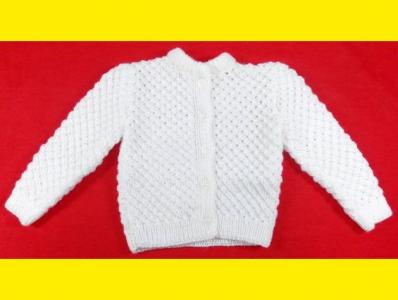 Sweterek na chrzest BABY ONE biały HAND MADE
