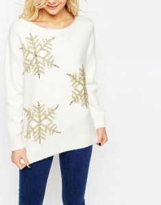A12031: Sweter świąteczny śnieżynki 36 UK8