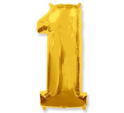 Balon foliowy CYFRA 1 złota 95 cm urodziny hel